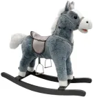 Koń na biegunach LEAN Toys z dźwiękami 74 x 22 x 48 cm Szary (578620) (5905679071090)