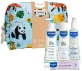 Zestaw kosmetyków do pelęgnacji Mustela BabyJungle Mleczko do ciała Hydra 300 ml + Żel do mycia 200 ml + Woda odświeżająco-modelująca do włosów 200 ml + Krem ochronny na odparzenia pieluszkowe 50 ml + Kosmetyczka (8436034154488)